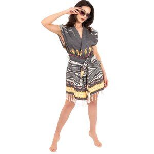 ORIENTAL Woman's Cover Up-Luxury Peshtemal Short Robe Swimsuit Beach Coverups